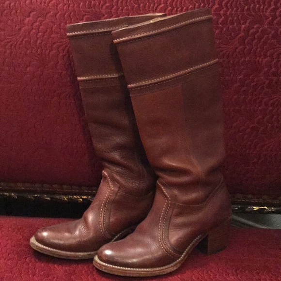 FRYE Jane Tall Leather Boots in Cognac - Picture 5 of 8